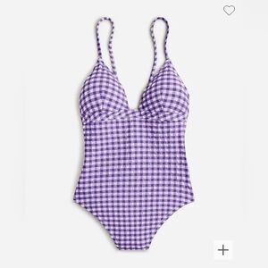 J. Crew Purple Gingham One Piece Swimsuit